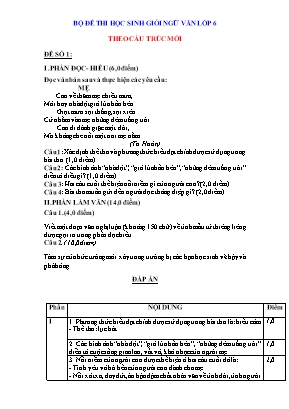 Bộ đề thi học sinh giỏi Ngữ văn Lớp 6 (Theo cấu trúc mới) - Năm học 2022-2023 (Có đáp án)